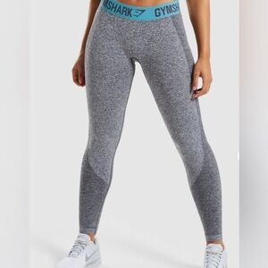 Gymshark Leggings *Grey w/ blue waistband - Size Large